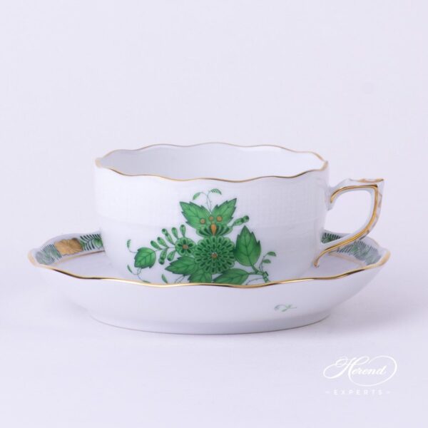 Tea Cup with Saucer 724-0-00 AV Chinese Bouquet / Apponyi Green decor. Herend porcelain hand painted
