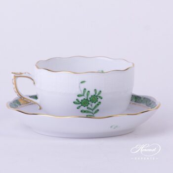 Tea Cup with Saucer 724-0-00 AV Chinese Bouquet / Apponyi Green decor. Herend porcelain hand painted