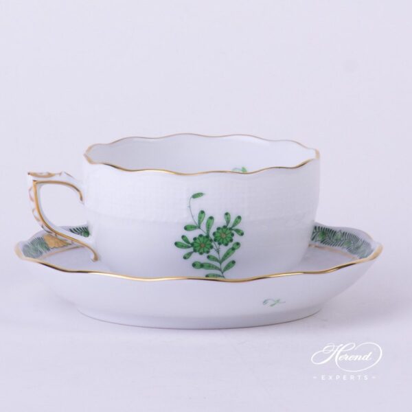 Tea Cup with Saucer 724-0-00 AV Chinese Bouquet / Apponyi Green decor. Herend porcelain hand painted