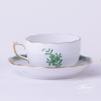 Tea Cup with Saucer 724-0-00 AV Chinese Bouquet / Apponyi Green decor. Herend porcelain hand painted