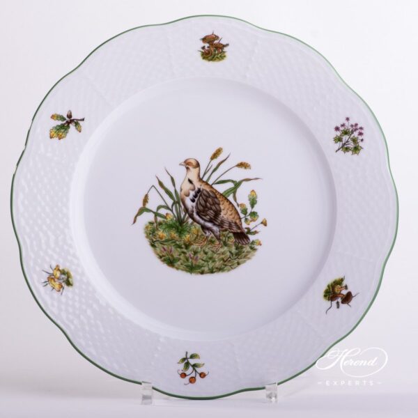 Dinner / Serving Plate 527-0-00 CHTM Forest Animals pattern w. Green rim. Herend fine china