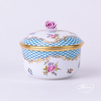 Sugar Basin w. Rose Knob 462-0-09 CBTA Flowers w. Square Scale pattern. Herend fine china