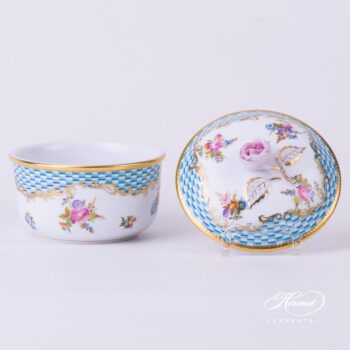 Sugar Basin w. Rose Knob 462-0-09 CBTA Flowers w. Square Scale pattern. Herend fine china