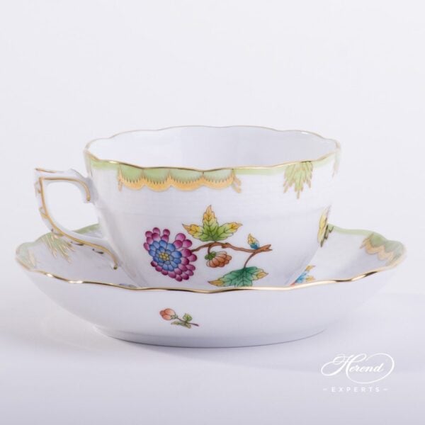 Tea Cup w. Saucer 701-0-00 VBO Queen Victoria VBO pattern. Herend fine china hand painted. Royal family design.