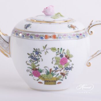 Tea Pot w. Rose Knob 606-0-09 FD Indian Basket Multicolor pattern. Herend fine china hand painted. Classic Herend pattern