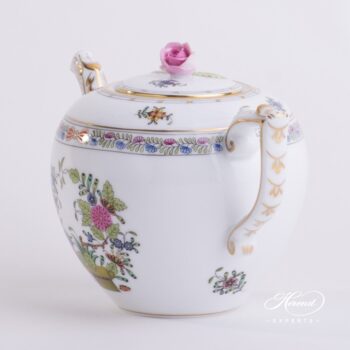 Tea Pot w. Rose Knob 606-0-09 FD Indian Basket Multicolor pattern. Herend fine china hand painted. Classic Herend pattern