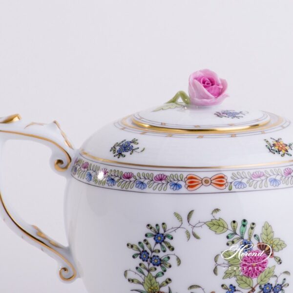 Tea Pot w. Rose Knob 606-0-09 FD Indian Basket Multicolor pattern. Herend fine china hand painted. Classic Herend pattern