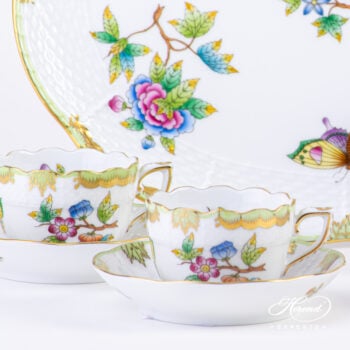 Queen Victoria Espresso set with demitasses for two. Herend fine china.