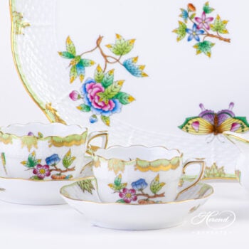 Queen Victoria Espresso set with demitasses for two. Herend fine china.