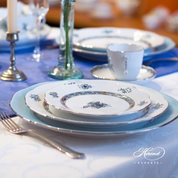 Place Setting 3 piece Apponyi Turquoise ATQ3-PT pattern - Herend fine china.