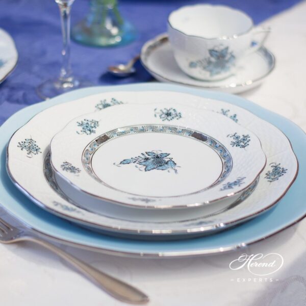 Place Setting 3 piece Apponyi Turquoise ATQ3-PT pattern - Herend fine china.