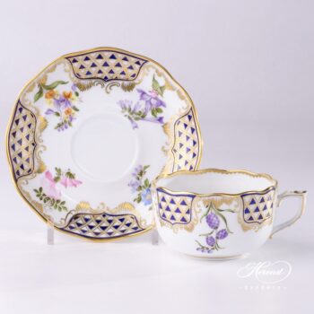 Tea Cup with Saucer 20724-0-00 MTFC Mosaic and Flowers decor. Herend porcelain tableware. Hand painted