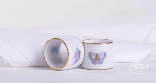 Napkin Ring 272-0-00 EVICTP2 Royal Garden Turquoise Butterfly pattern. Herend fine china tableware. Hand painted