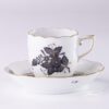 Coffee / Espresso Cup w. Saucer 709-0-00 ANG Chinese Bouquet / Apponyi Black design. Herend fine china