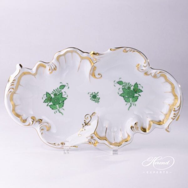 Dish Rococo 7517-0-00 AV Chinese Bouquet Green / Apponyi Green decor. Herend porcelain hand painted