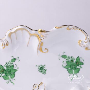 Dish Rococo 7517-0-00 AV Chinese Bouquet Green / Apponyi Green decor. Herend porcelain hand painted