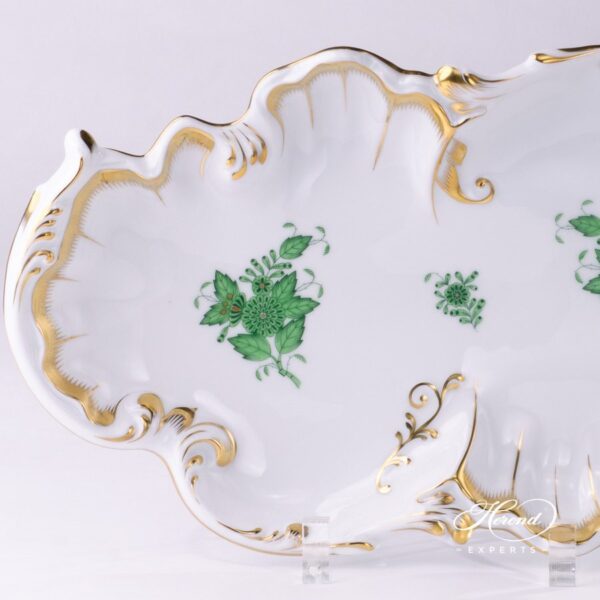 Dish Rococo 7517-0-00 AV Chinese Bouquet Green / Apponyi Green decor. Herend porcelain hand painted