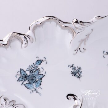 Dish Rococo 7517-0-00 ATQ3-PT Apponyi Turquoise pattern - Herend porcelain hand painted.