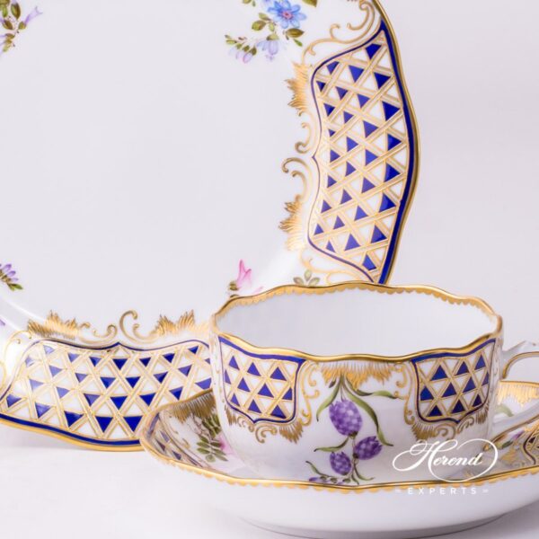 Tea Cup with Saucer 20724-0-00 MTFC Mosaic and Flowers decor. Herend porcelain tableware. Hand painted