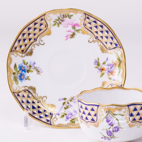 Tea Cup with Saucer 20724-0-00 MTFC Mosaic and Flowers decor. Herend porcelain tableware. Hand painted