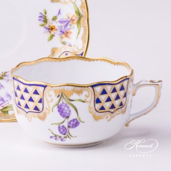 Tea Cup with Saucer 20724-0-00 MTFC Mosaic and Flowers decor. Herend porcelain tableware. Hand painted