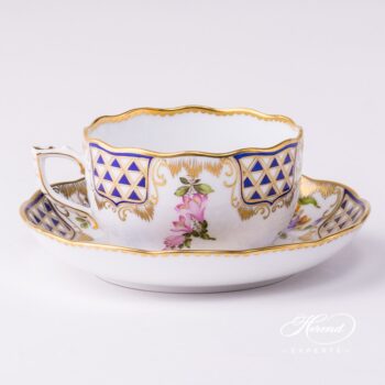 Tea Cup with Saucer 20724-0-00 MTFC Mosaic and Flowers decor. Herend porcelain tableware. Hand painted