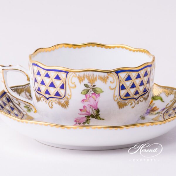 Tea Cup with Saucer 20724-0-00 MTFC Mosaic and Flowers decor. Herend porcelain tableware. Hand painted