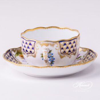 Tea Cup with Saucer 20724-0-00 MTFC Mosaic and Flowers decor. Herend porcelain tableware. Hand painted