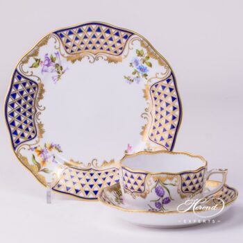 Tea Cup with Saucer 20724-0-00 MTFC Mosaic and Flowers decor. Herend porcelain tableware. Hand painted