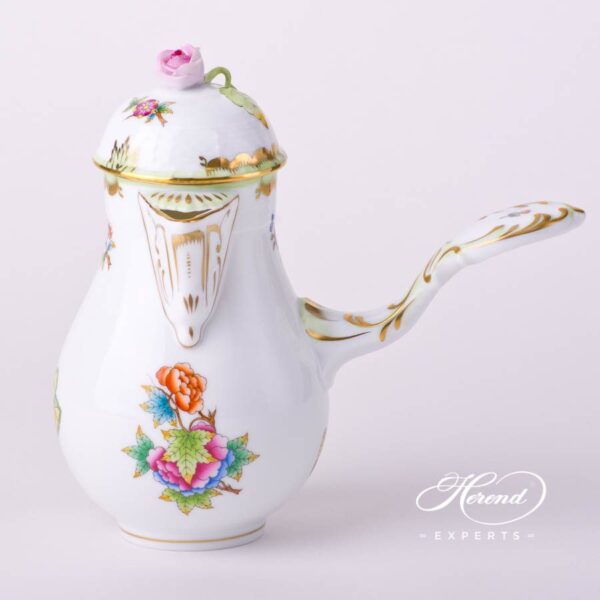 Coffee Pot with Rose Knob 634-0-09 VBO Queen Victoria decor. Herend porcelain tableware. Hand painted