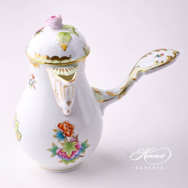 Coffee Pot with Rose Knob 634-0-09 VBO Queen Victoria decor. Herend porcelain tableware. Hand painted