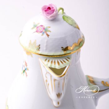 Coffee Pot with Rose Knob 634-0-09 VBO Queen Victoria decor. Herend porcelain tableware. Hand painted