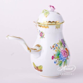 Coffee Pot with Rose Knob 634-0-09 VBO Queen Victoria decor. Herend porcelain tableware. Hand painted