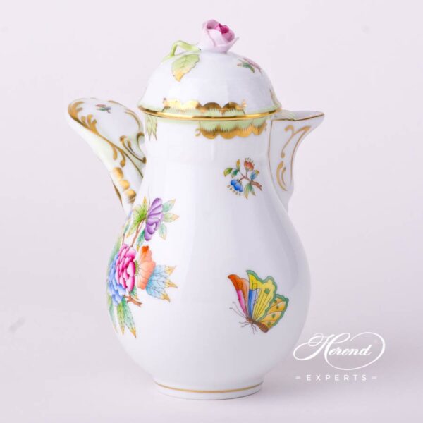 Coffee Pot with Rose Knob 634-0-09 VBO Queen Victoria decor. Herend porcelain tableware. Hand painted