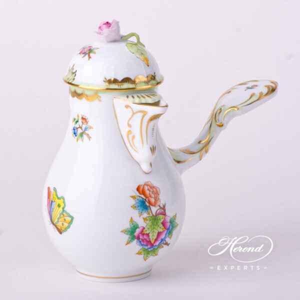 Coffee Pot with Rose Knob 634-0-09 VBO Queen Victoria decor. Herend porcelain tableware. Hand painted