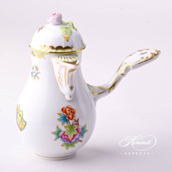 Coffee Pot with Rose Knob 634-0-09 VBO Queen Victoria decor. Herend porcelain tableware. Hand painted