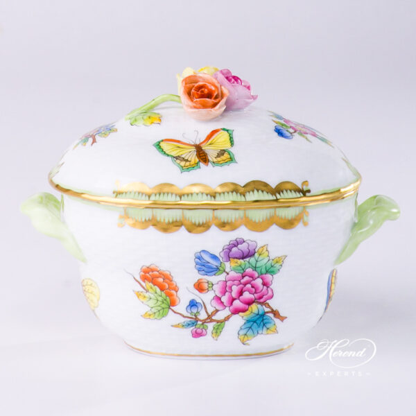 Sugar Basin w. Rose Knob 6012-0-09 VBO Queen Victoria design. Herend fine china tableware. Hand painted