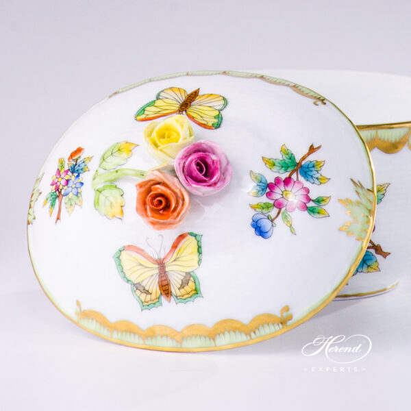 Sugar Basin w. Rose Knob 6012-0-09 VBO Queen Victoria design. Herend fine china tableware. Hand painted