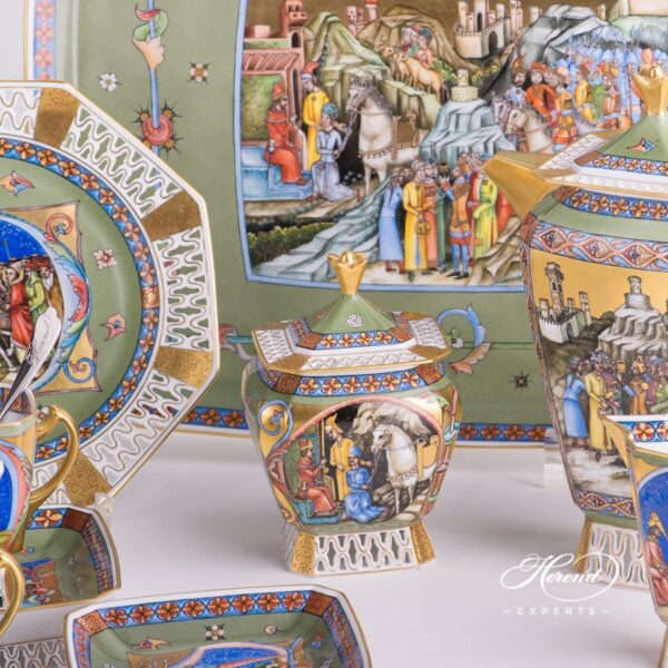 Coffee Set / Espresso Set for 2 Persons - Medieval Miniatures HHVT decor. Limited to: 25 pieces. Herend porcelain hand painted
