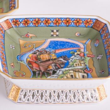 Coffee Set / Espresso Set for 2 Persons - Medieval Miniatures HHVT decor. Limited to: 25 pieces. Herend porcelain hand painted