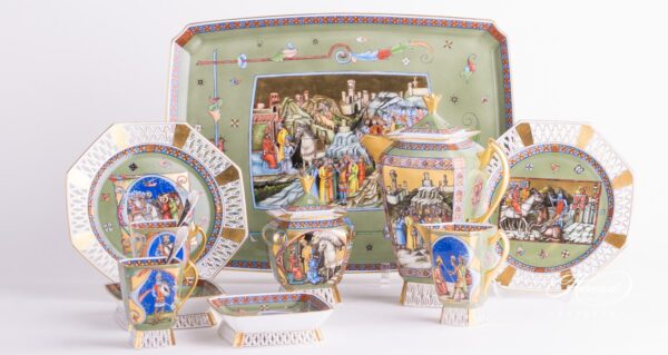 Coffee Set / Espresso Set for 2 Persons - Medieval Miniatures HHVT decor. Herend porcelain hand painted