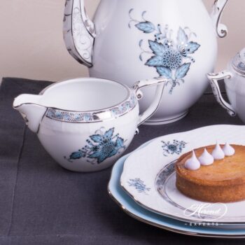 Coffee Set for 2 Persons Apponyi Turquoise ATQ3-PT pattern - Herend porcelain hand painted.