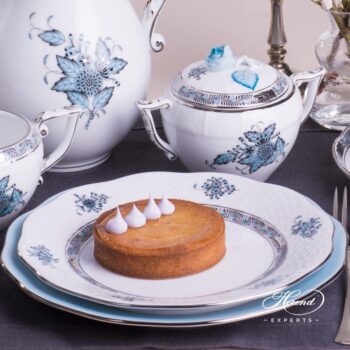 Coffee Set for 2 Persons Apponyi Turquoise ATQ3-PT pattern - Herend porcelain hand painted.