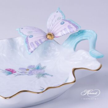 Leaf Dish with Butterfly 7680-0-17 EVICTF2 Royal Garden pattern. Herend porcelain hand painted