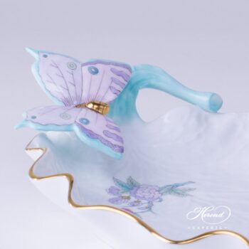 Leaf Dish with Butterfly 7680-0-17 EVICTF2 Royal Garden pattern. Herend porcelain hand painted