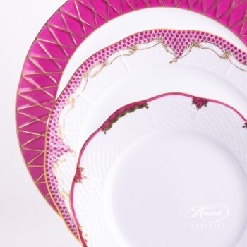 Place Setting 3 Pieces - Purple / Raspberry Mixed Set. Herend fine china