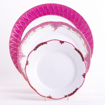 Place Setting 3 Pieces - Purple / Raspberry Mixed Set. Herend fine china