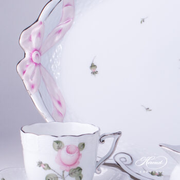 Herend Tray with Ribbon - Vienna Rose Platinum VGRS-PT pattern