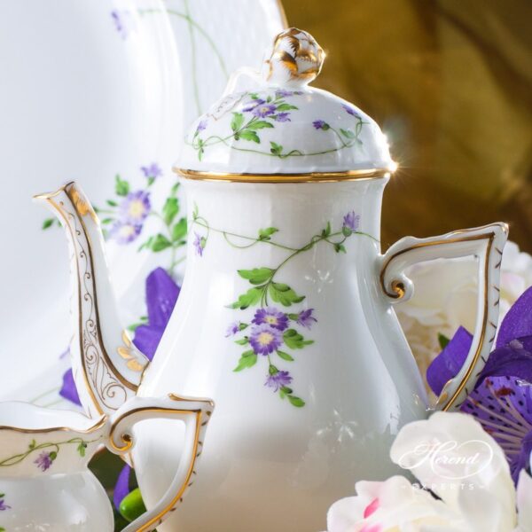 Coffee Set for 2 Persons - Herend Imola Flower Lilac IA design. Herend fine china tableware