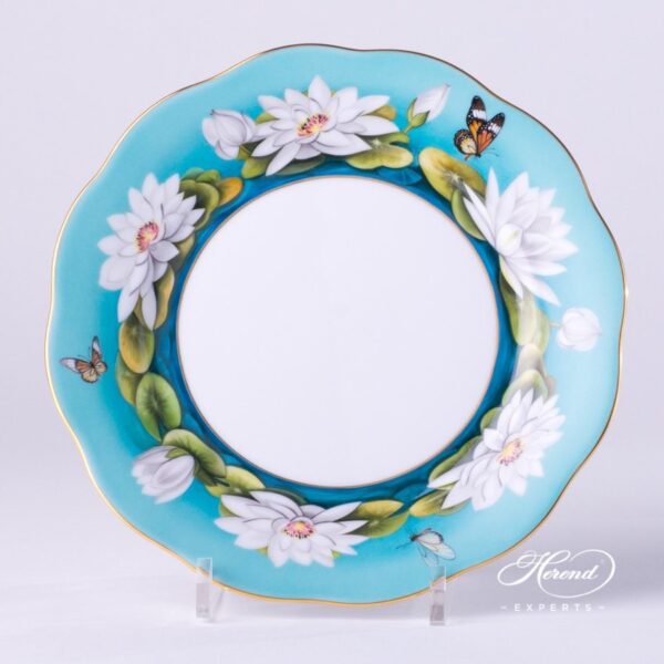 Dessert Plate 20517-0-00 Water Lily White pattern - Herend porcelain hand painted.